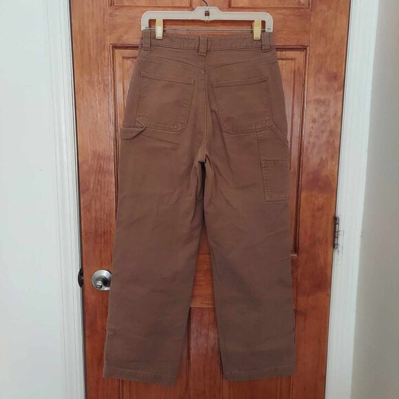 ARITZIA TNA Brown Tan Cargo Wide Leg Pants Denim Jeans Size 4 High Waisted Rise - Picture 4 of 4